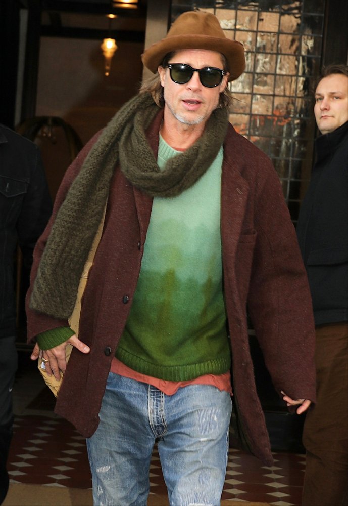 Brad Pitt Leaves NYC Hotel