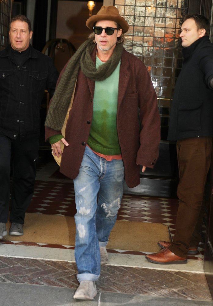 Brad Pitt Leaves NYC Hotel