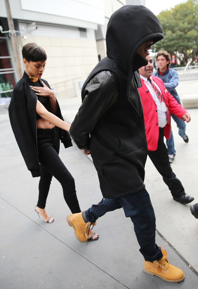Rihanna and Chris Brown Leaving The Staples Center in Downtown LA Holding Hands