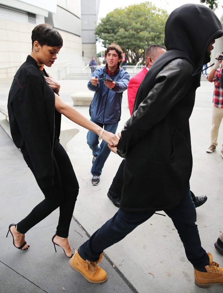 Rihanna and Chris Brown Leaving The Staples Center in Downtown LA Holding Hands