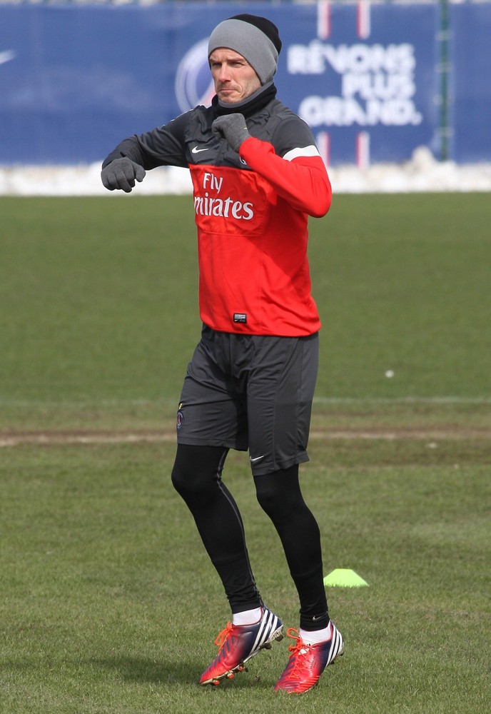 David Beckham Training with Paris Saint-Germain at The Camp des Loges Training Facility