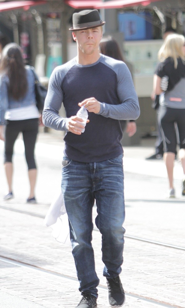 Derek Hough Wearing A Pork Pie Hat Seen Shopping at The Grove