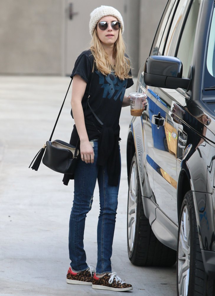 Emma Roberts Grabs A Coffee