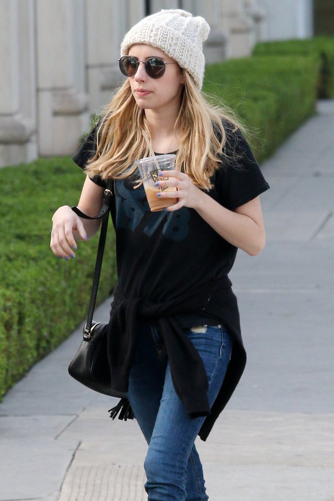 Emma Roberts Grabs A Coffee
