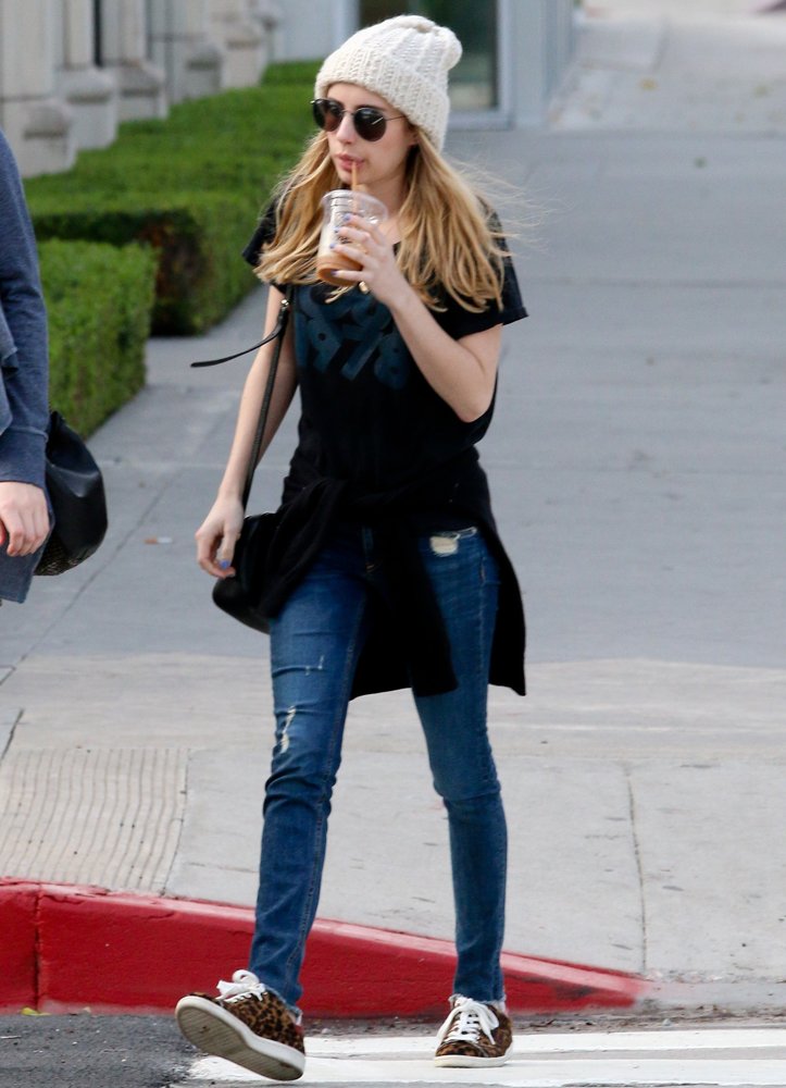 Emma Roberts Grabs A Coffee