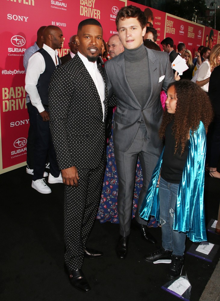 Jamie Foxx, Ansel Elgort, Annalise Foxx<br>Los Angeles Premiere of Sony Pictures' Baby Driver - Arrivals