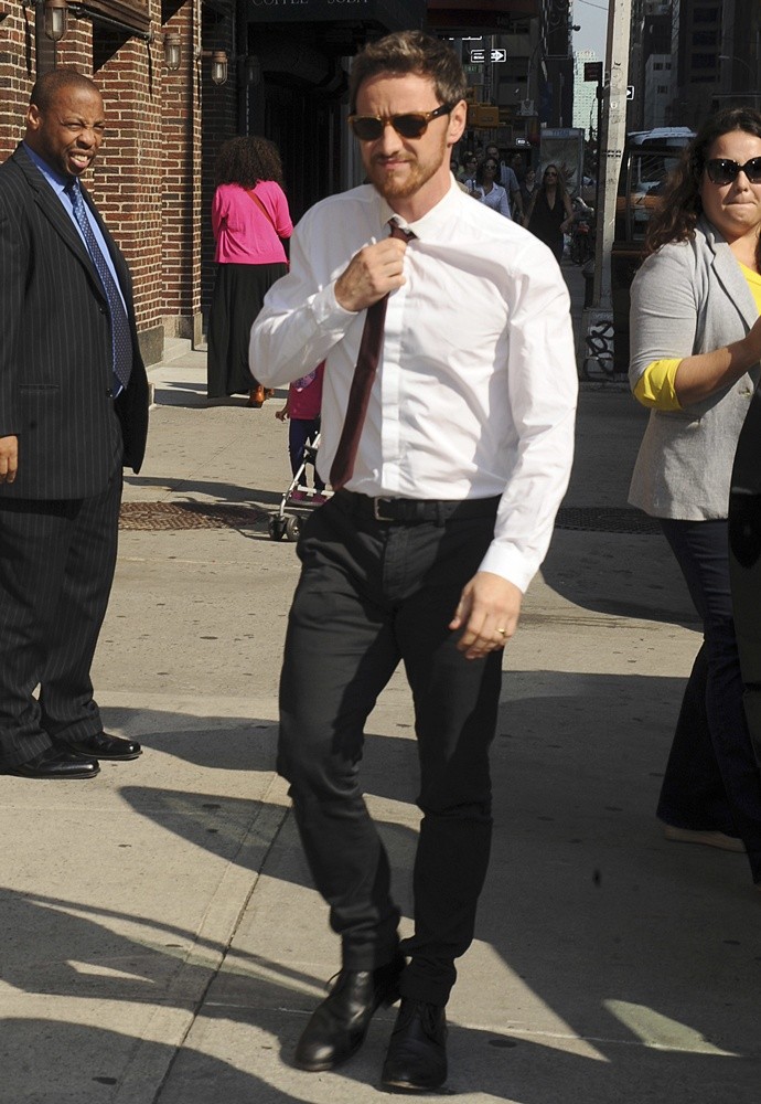 James McAvoy;<br>James McAvoy Outside Ed Sullivan Theatre for Late Show With David Letterman