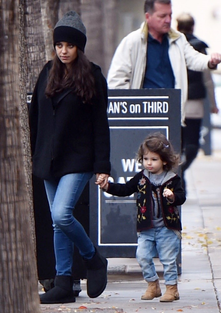 Mila Kunis and Her Daughter Wyatt Kutcher Leaving Joans On Third