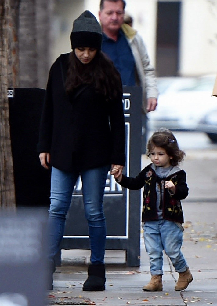 Mila Kunis and Her Daughter Wyatt Kutcher Leaving Joans On Third
