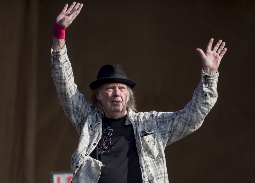 Neil Young Performs in Hyde Park