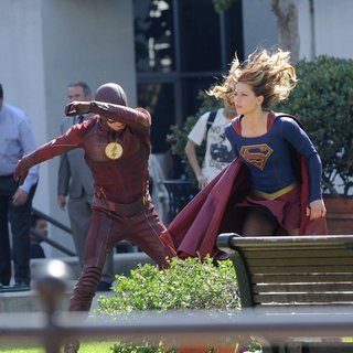 Filming Scenes for Supergirl