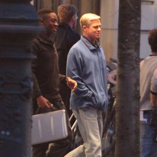 Brad Pitt Filming A Scene for War Machine