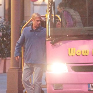 Brad Pitt Filming A Scene for War Machine