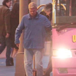 Brad Pitt Filming A Scene for War Machine