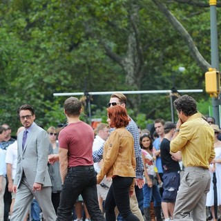 Actors on The Set of The Avengers Shooting on Location in Manhattan