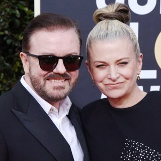 Ricky Gervais, Jane Fallon in 77th Annual Golden Globes - Arrivals