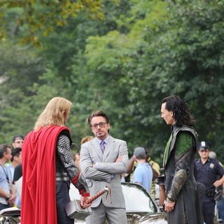 Actors on The Set of The Avengers Shooting on Location in Manhattan
