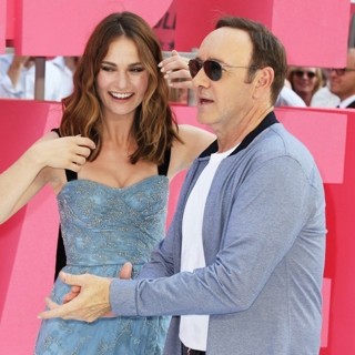 Lily James, Kevin Spacey in Baby Driver European Film Premiere