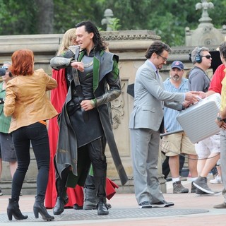 Actors on The Set of The Avengers Shooting on Location in Manhattan