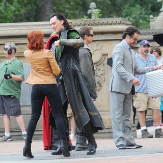 Actors on The Set of The Avengers Shooting on Location in Manhattan