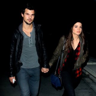 Taylor Lautner and Marie Avgeropoulos Arriving for The Jay-Z Concert