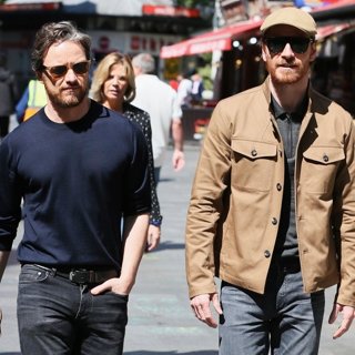 James McAvoy, Michael Fassbender in Michael Fassbender and James McAvoy Seen Leaving The Global Studios