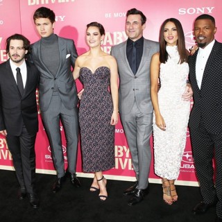 Edgar Wright, Ansel Elgort, Lily James, Jon Hamm, Eiza Gonzalez, Jamie Foxx in Los Angeles Premiere of Sony Pictures' Baby Driver - Arrivals