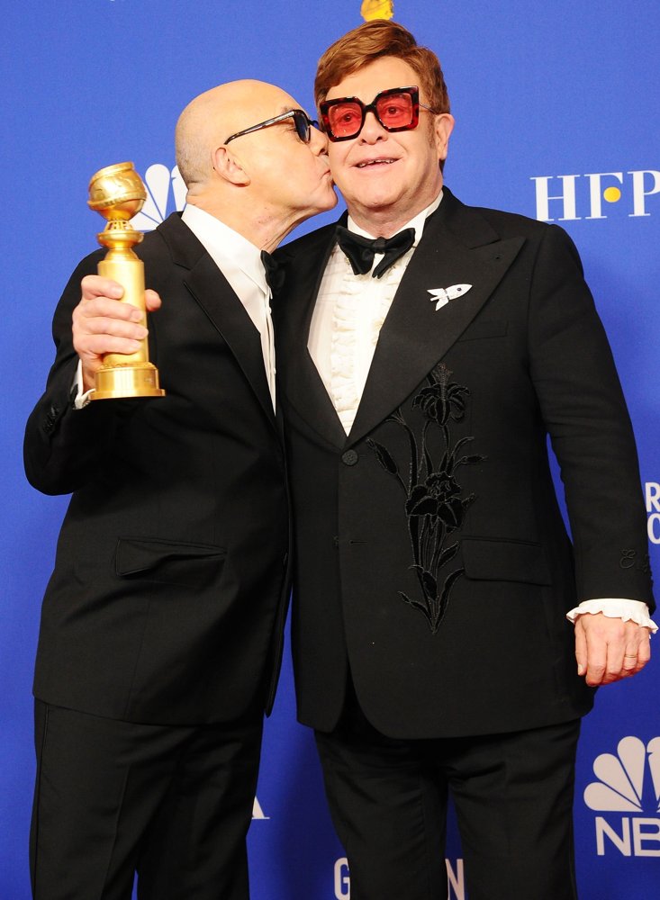 Bernie Taupin, Elton John<br>77th Annual Golden Globes - Press Room